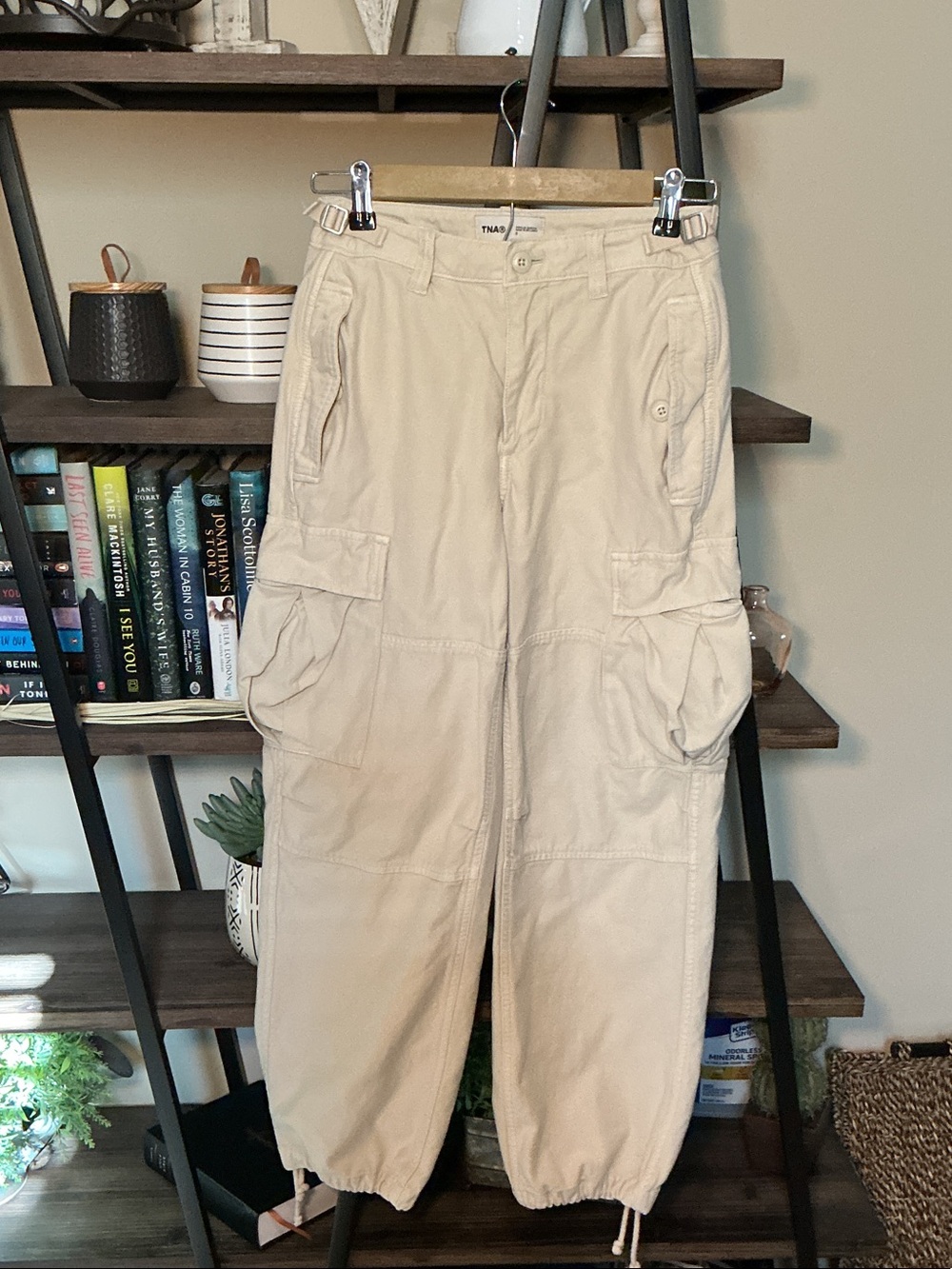 TNA Tan Cargo Pants with Drawstring Ankles Size 0